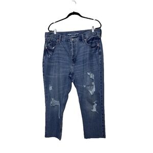 Old Navy High Rise Slouchy Straight Jeans Button Fly Ridged Hem Size 16 NWOT!